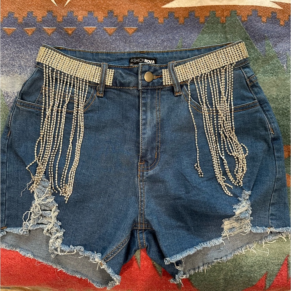 Fashion Nova Rhinestone shorts.
